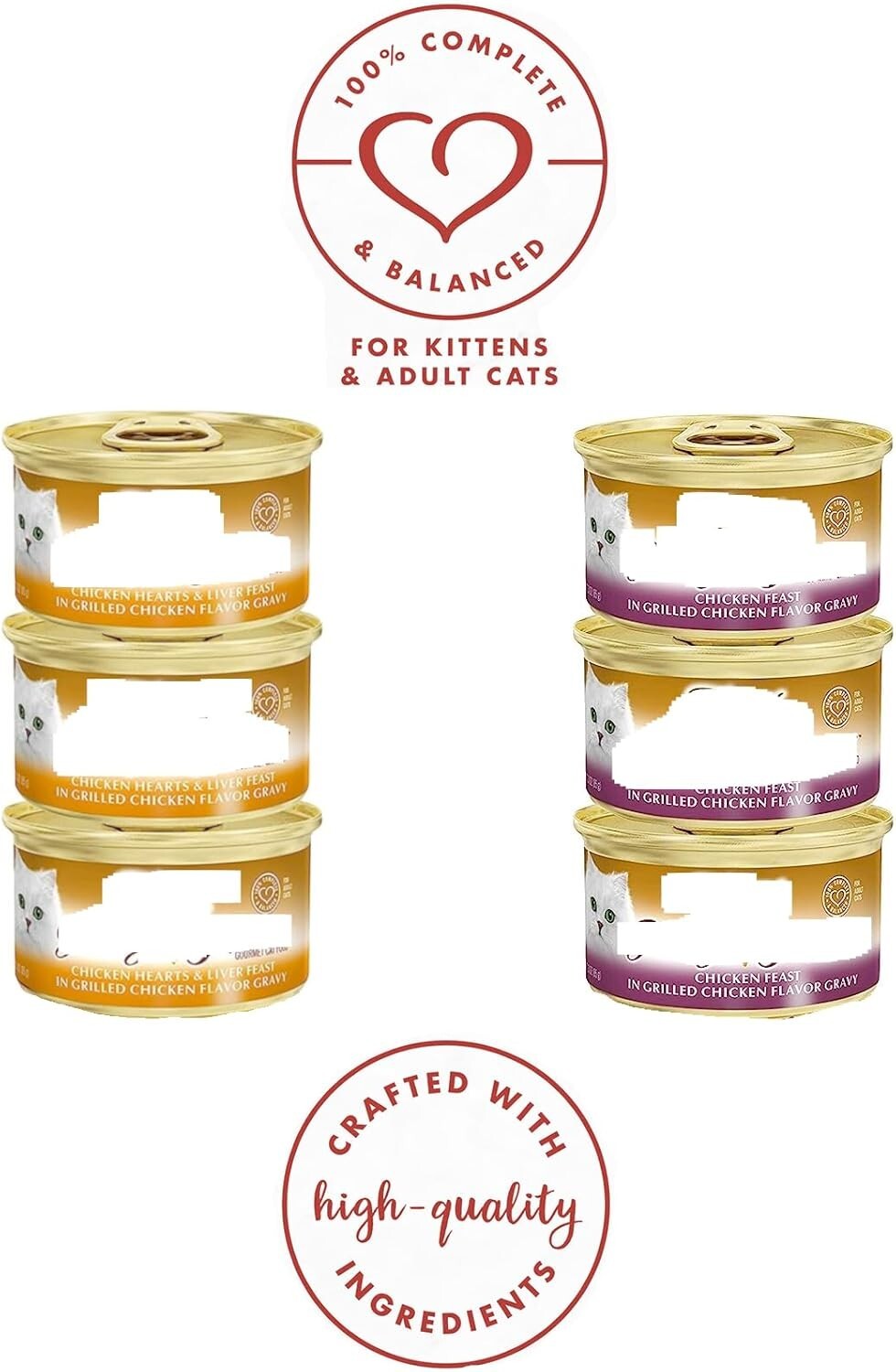 Delicious 24-Can Wet Cat Food Gravy Variety Bundle with Toy - All Life Stages