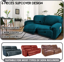 Load image into Gallery viewer, Non-Slip Soft Velvet Sofa Cover, 6-Piece Set for Extra Wide Reclining Loveseats