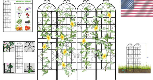 Versatile 4-Panel Outdoor Iron Garden Arch - Cultivate Stunning Climbing Plants
