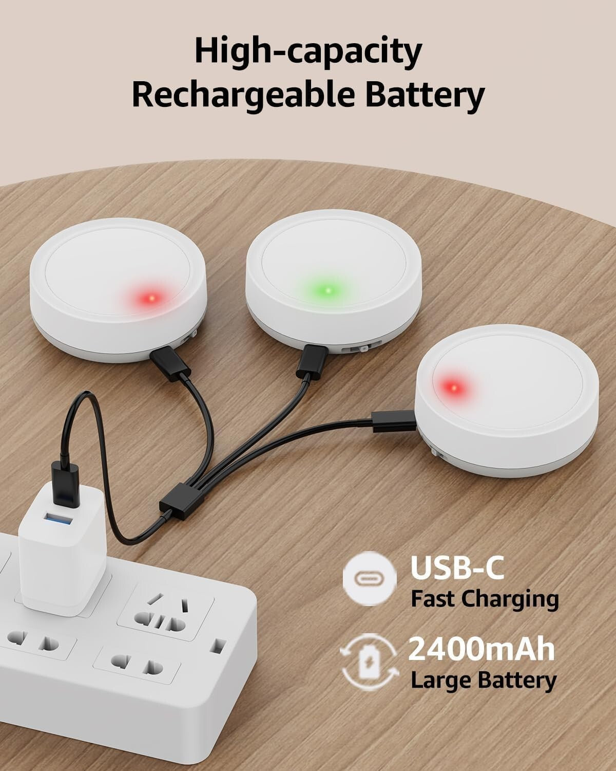 Energy-Efficient Remote-Controlled Puck Lights - USB Rechargeable & Easy Install
