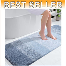 Load image into Gallery viewer, Luxurious Extra Soft 59x24 Blue Microfiber Bath Runner - Quick Dry Non-Slip