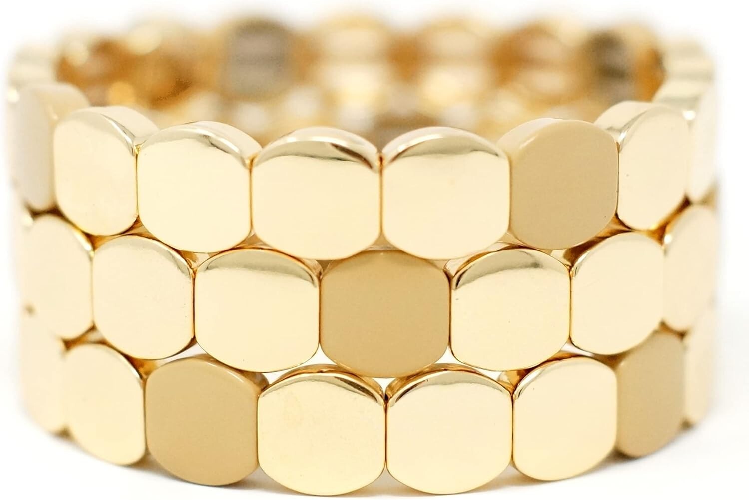 Trendy Gold Honeycomb & Enamel Stackable Bracelets for Women - Gift Ready!