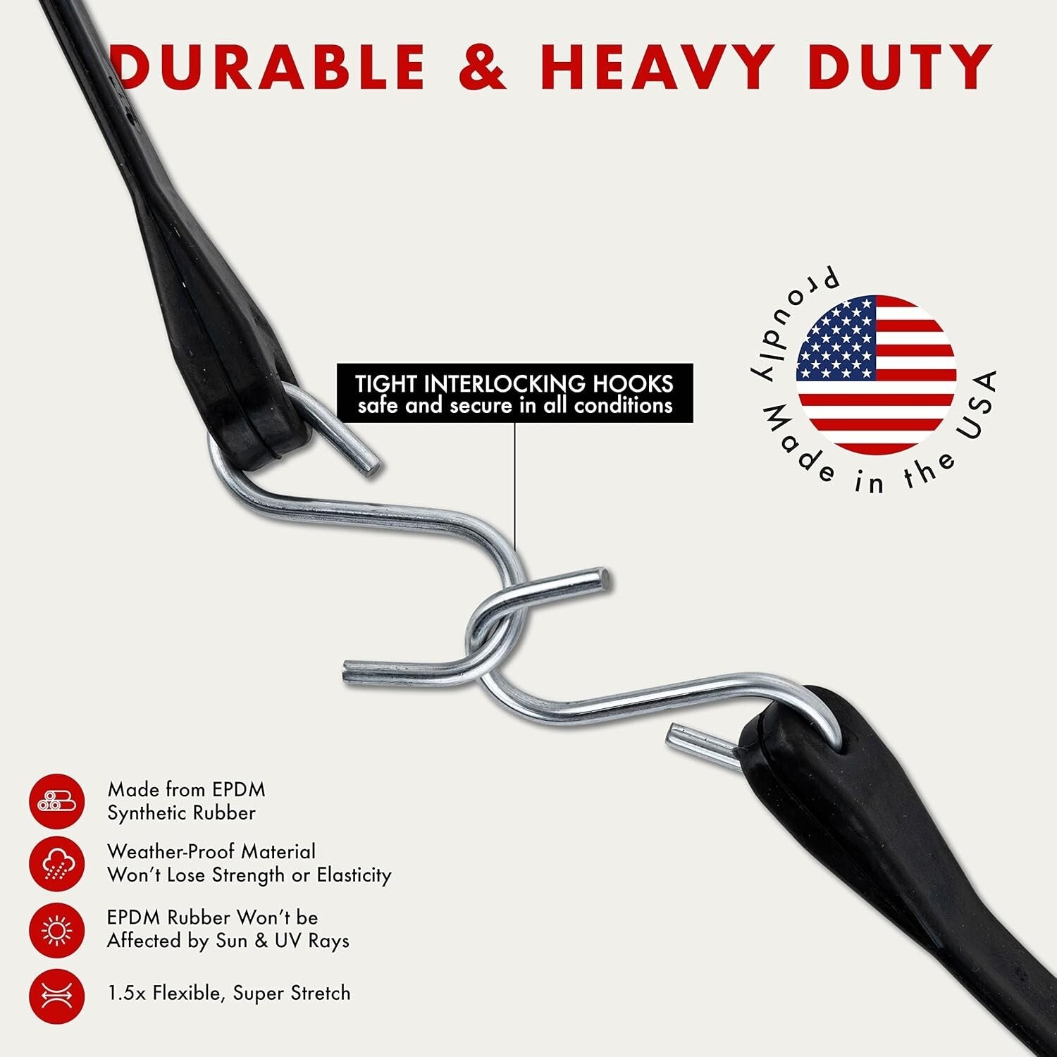 Adjustable Heavy-Duty Bungee Cords - 31 In, 50 Pack for Secure Cargo Transport