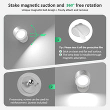Load image into Gallery viewer, Battery Operated LED Wall Lights with Magnetic Rotation - Dimmable &amp; 3 Colors