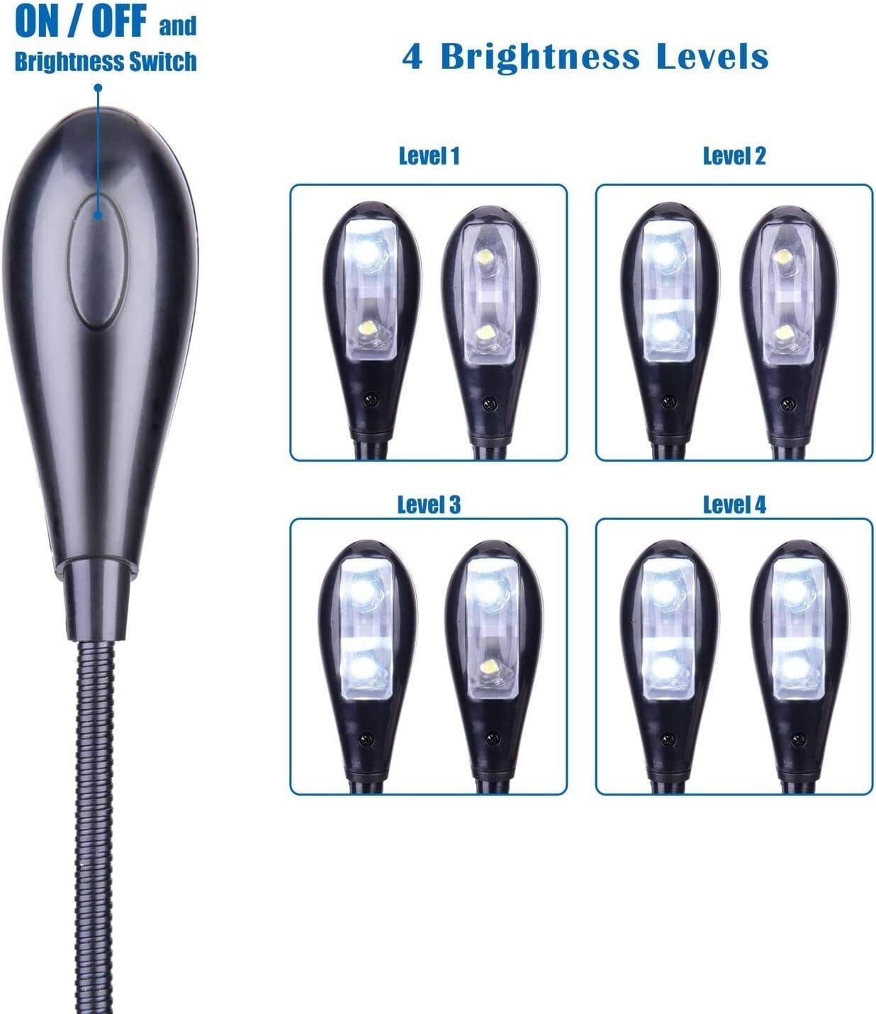 Adjustable USB & AAA Battery Clip-On Music Stand Lights - Perfect for Travel