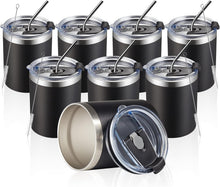 Load image into Gallery viewer, 12oz Insulated Stainless Steel Coffee Mugs - 8 Pack, Double Wall &amp; Stylish Black