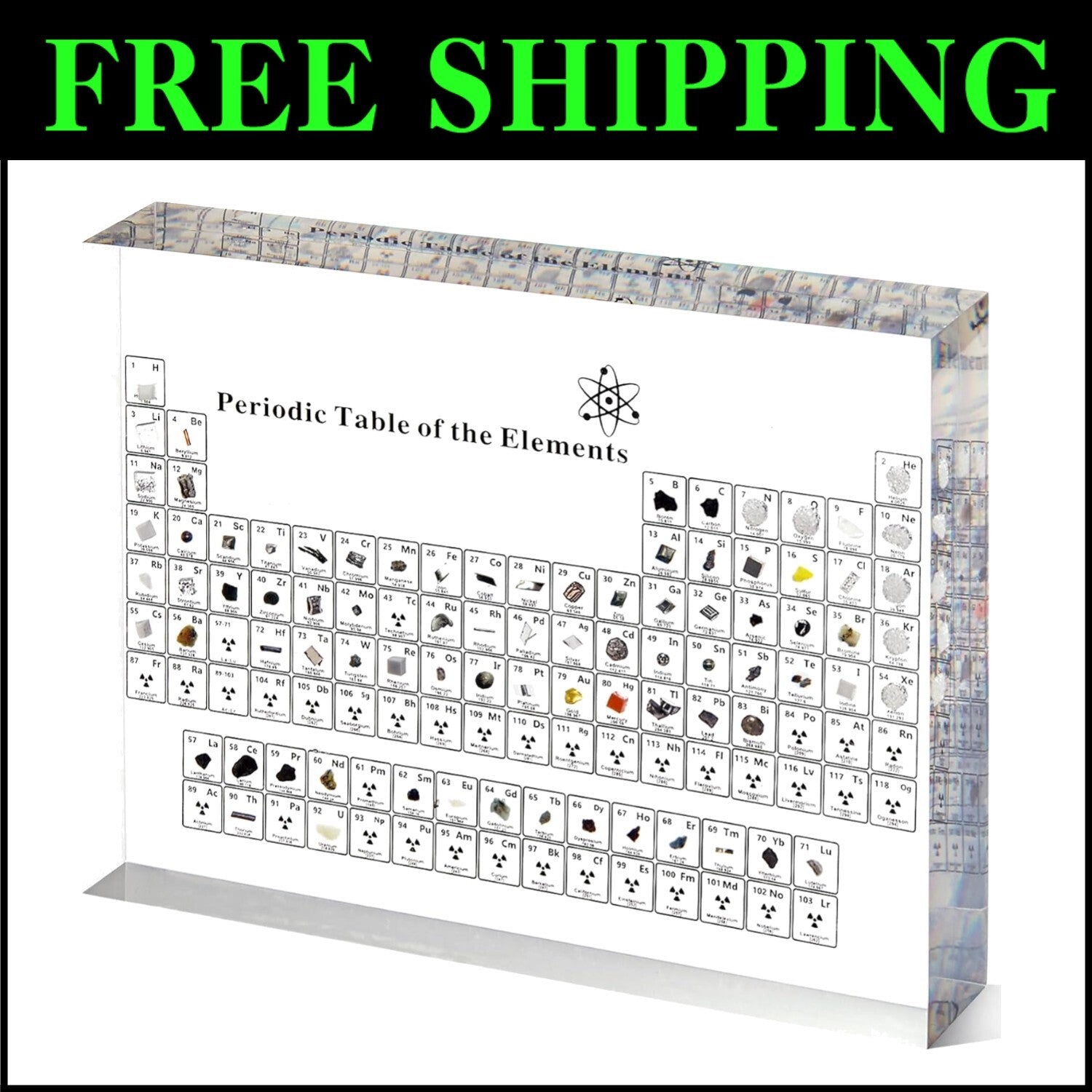 Large Acrylic Periodic Table with Real Elements - Unique Gift for Science Lovers