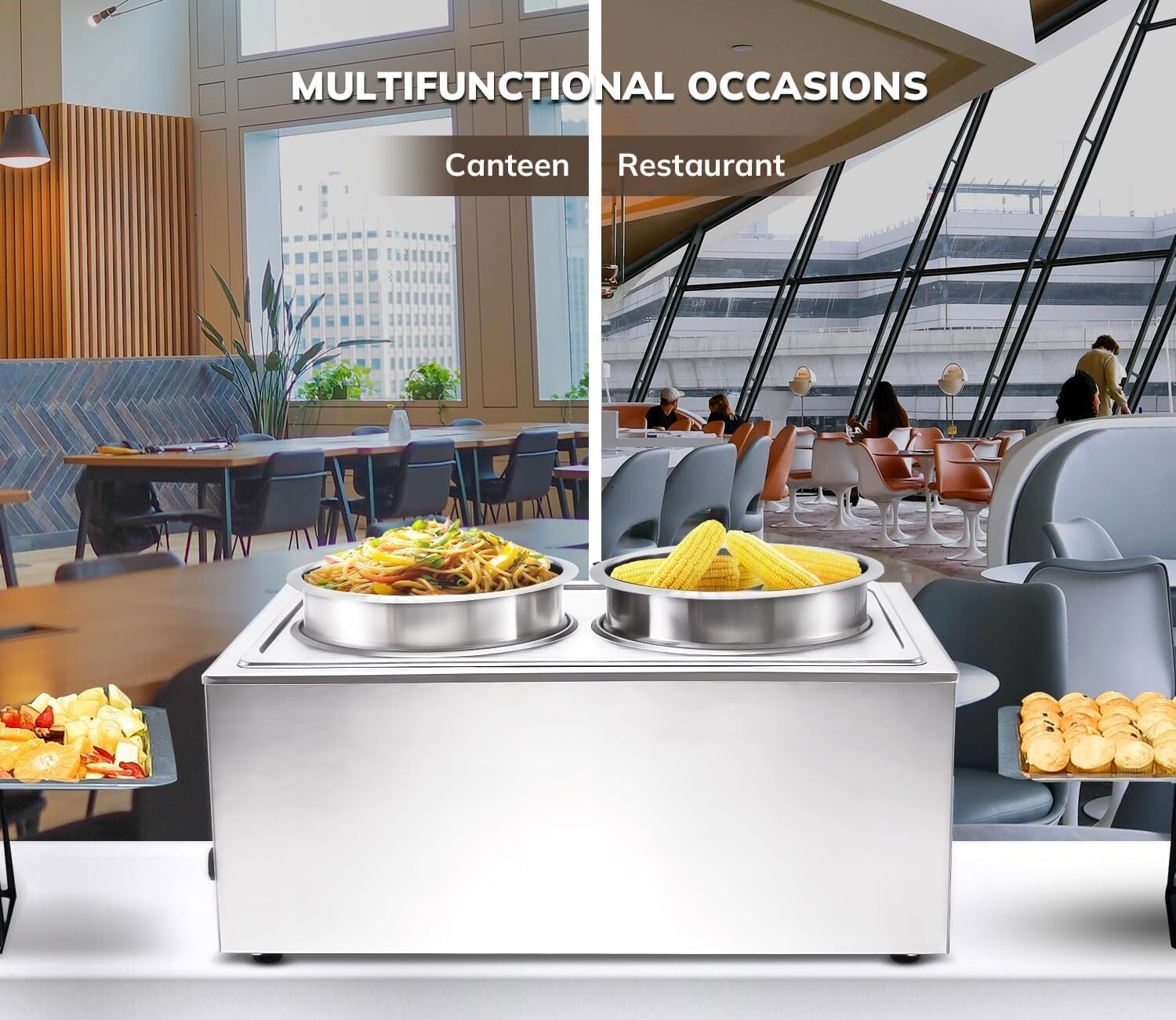 ETL Certified Bain Marie Buffet Table - Easy Clean Stainless Steel Food Warmer