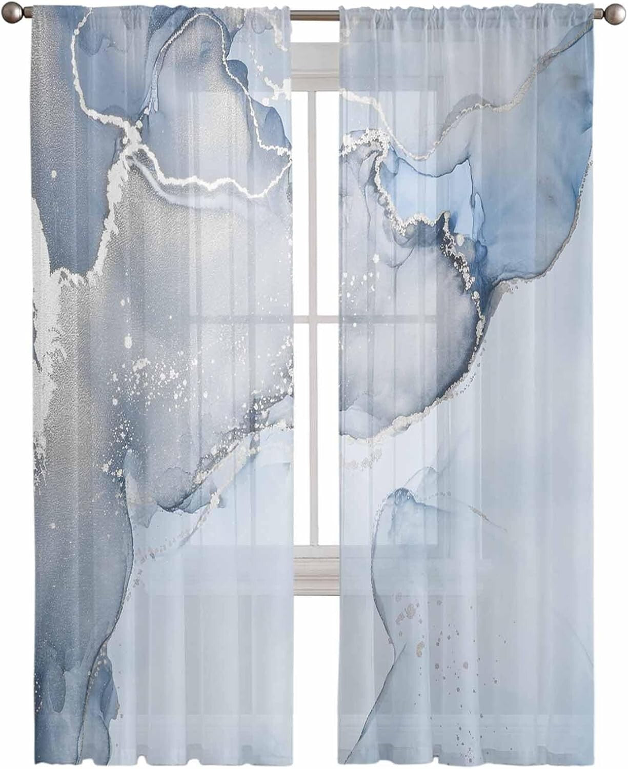 Contemporary Marble Textured Sheer Curtains – 63 Inches, Ideal for Every Room