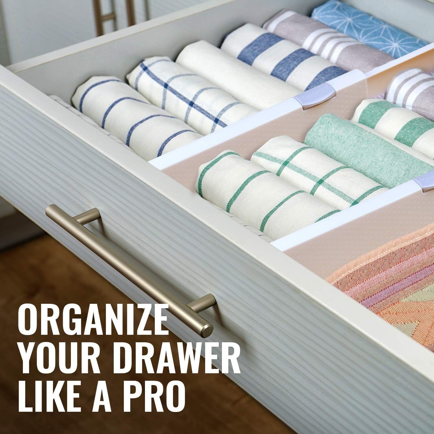 6 Pack Adjustable Drawer Organizers - Stylish Storage Solution for Every Room