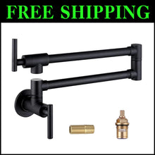 Load image into Gallery viewer, Commercial-Grade Pot Filler Faucet: Adjustable Wall-Mount Matte Black Style