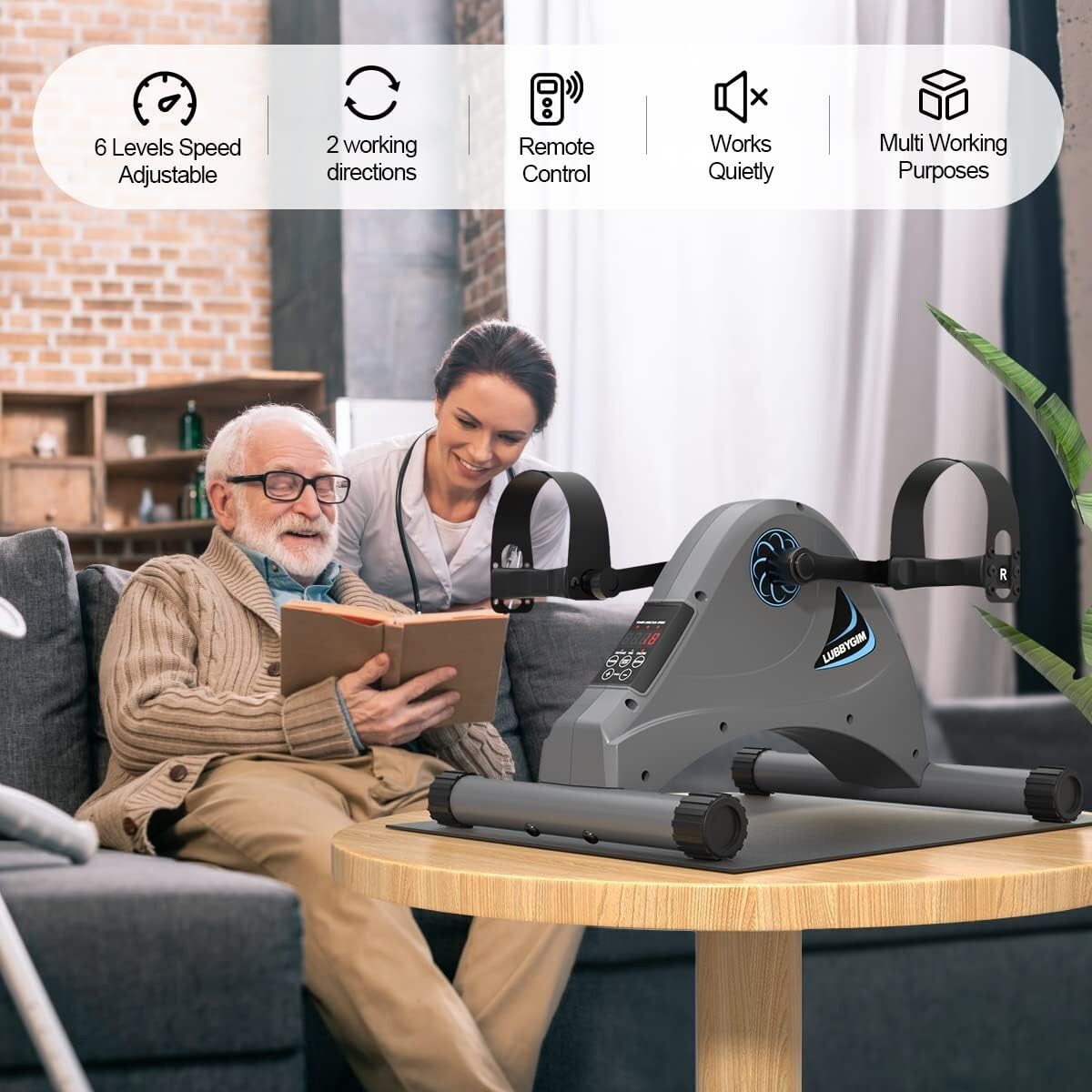 Adjustable Mini Exercise Bike for Arms and Legs: 6-Speed Silent Pedal Exerciser