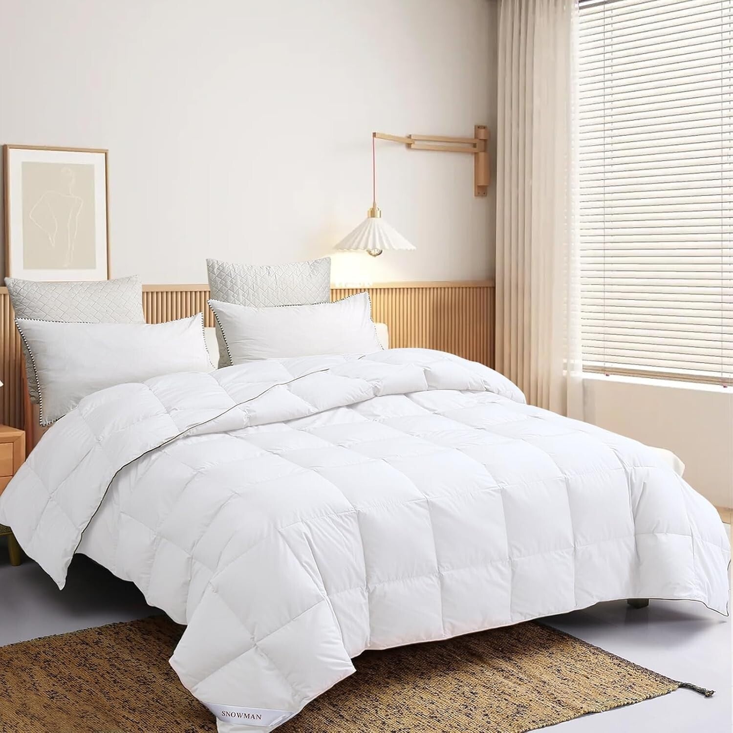 Extra-Soft Noiseless Down Comforter Queen - 400 Thread Count White Elegance