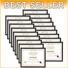 Load image into Gallery viewer, Bulk Set of 18 Black 8.5x11 Frames - Perfect for Photos, Awards, and Documents