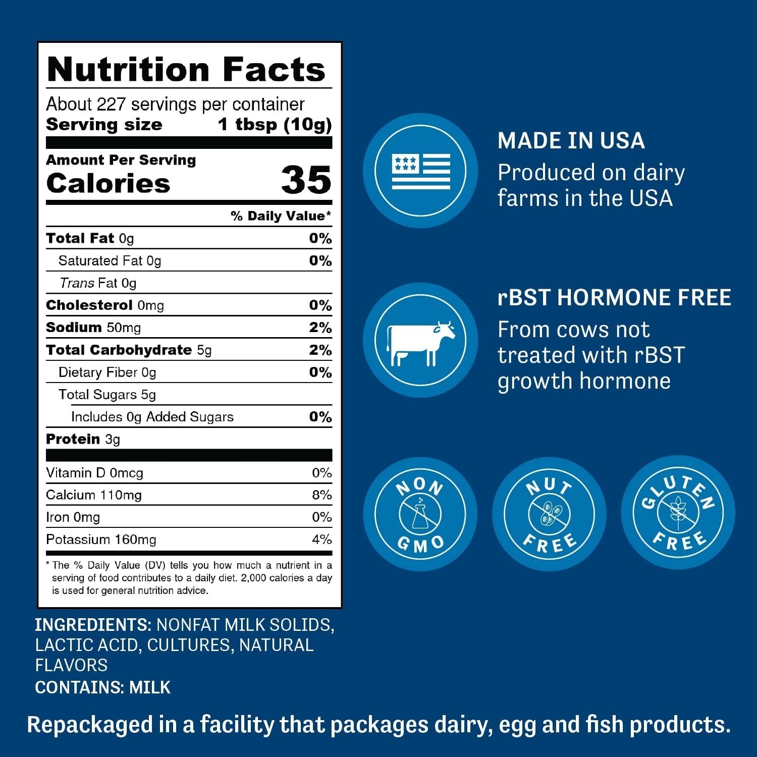 5 lb Judee’s Yogurt Powder - Rich, Tangy Flavor for Dips, Dressings & Smoothies