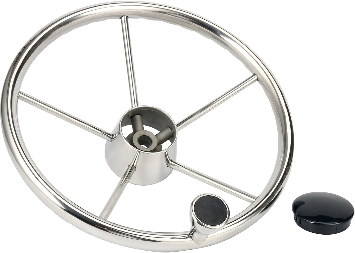 Premium 13.5-Inch Stainless Boat Steering Wheel - Polished Finish Included