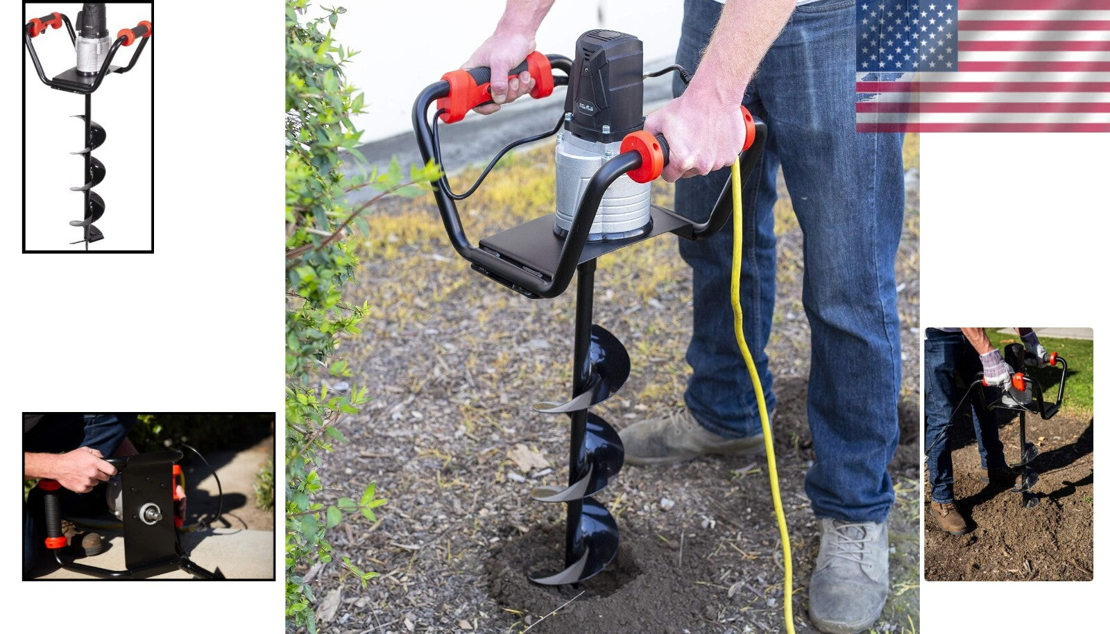 1500W Powerful Electric Post Hole Digger with Ergonomic Handles & Safety Lock