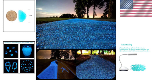 Eco-Friendly Glow in the Dark Stones - 2000 PCS for Enchanting Walkways & Yards