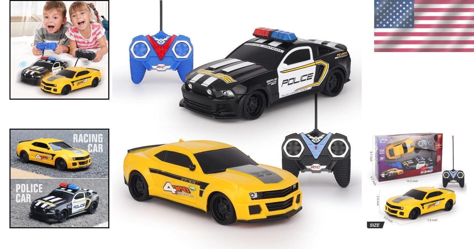 Compact Remote Control Police Car & Sports Car: Perfect for Kids' Playtime