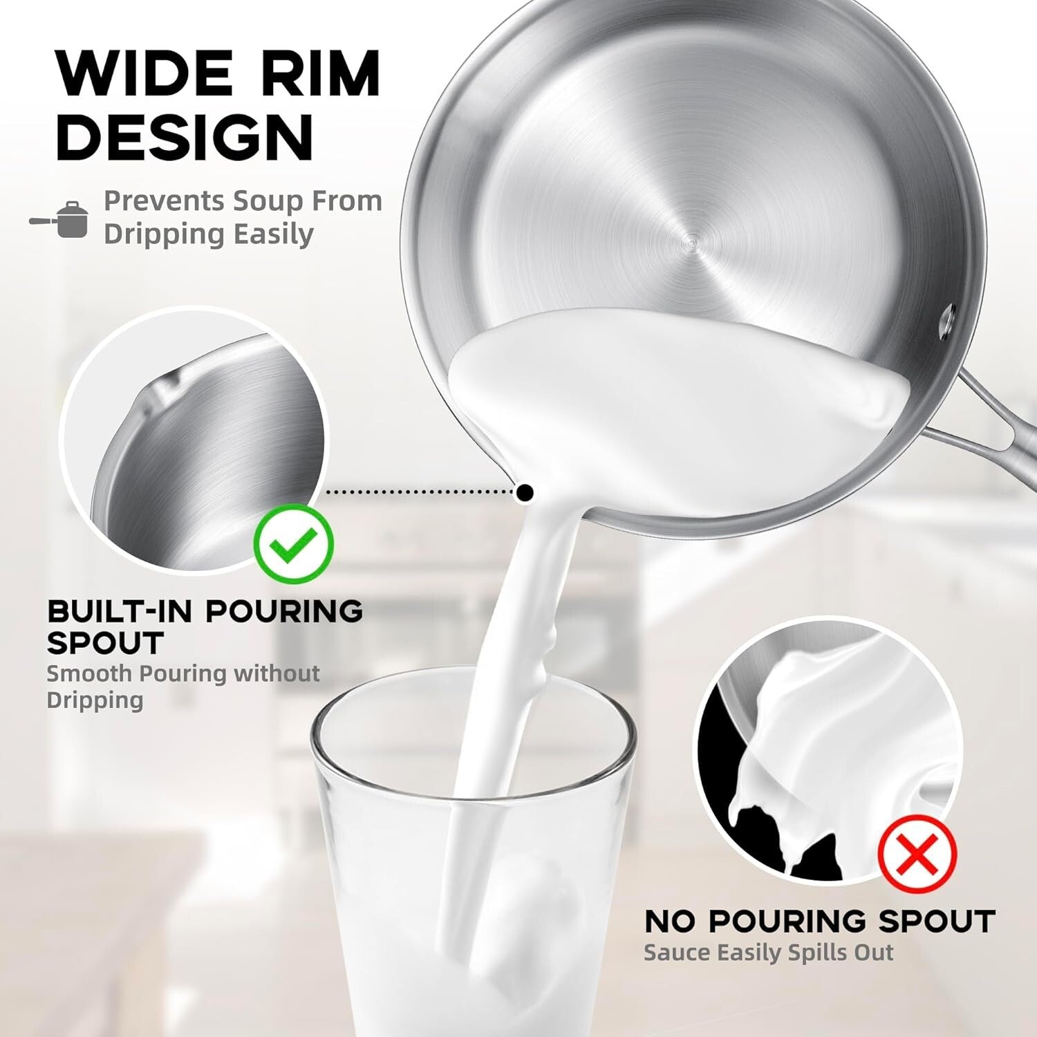 1.5-Quart Stainless Steel Saucepan with Glass Strainer Lid for Versatile Cooking