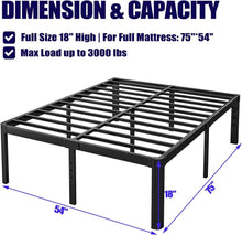 Load image into Gallery viewer, Full Size Metal Bed Frame - 18" High, Easy Assembly, No Box Spring Required
