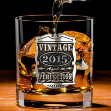 Load image into Gallery viewer, Vintage 2015 Ten-Year Anniversary Whisky Rocks Glass - Handmade &amp; Elegant Gift