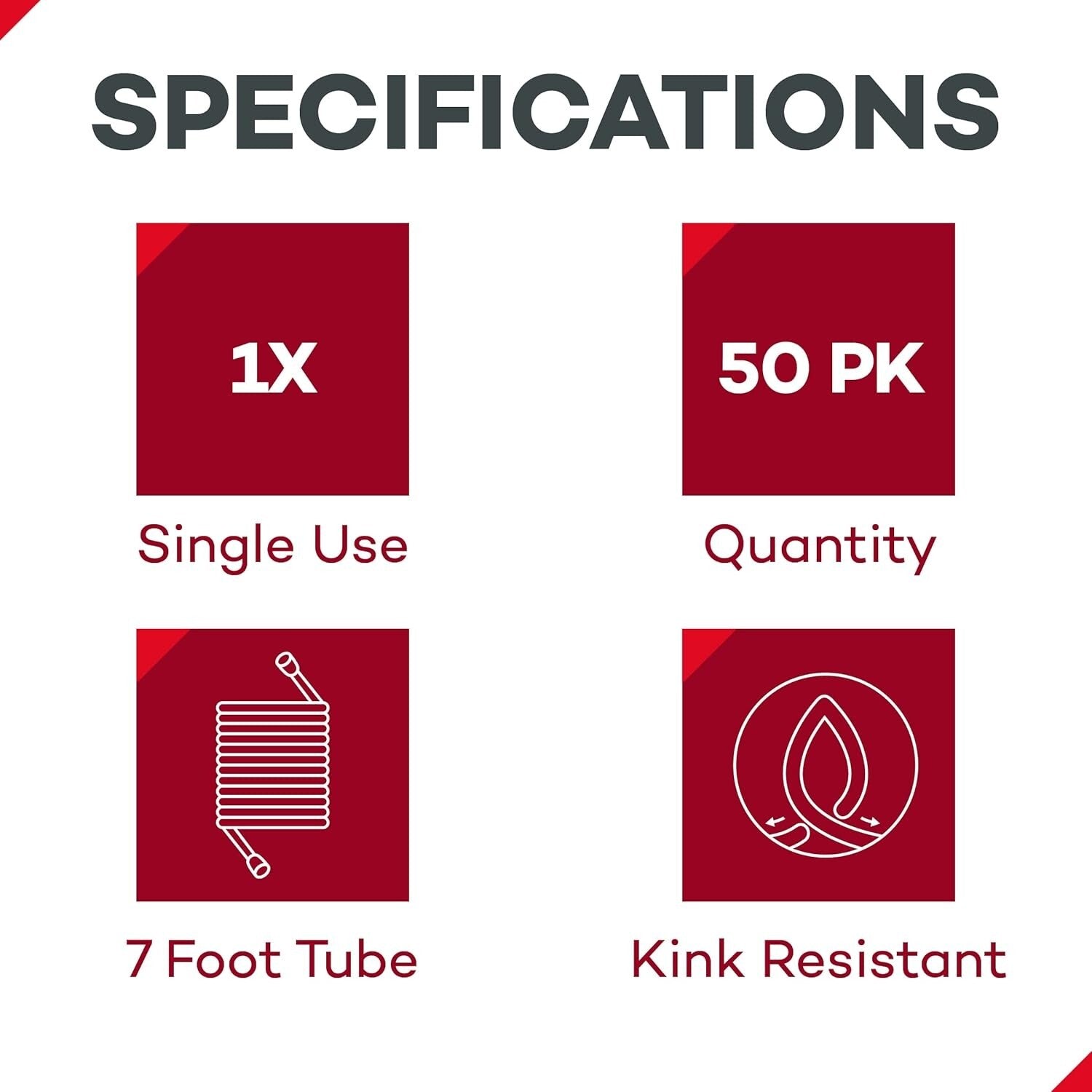 7ft Lightweight Nasal Cannula with Crush Resistant Design – 50 Pack for Adults