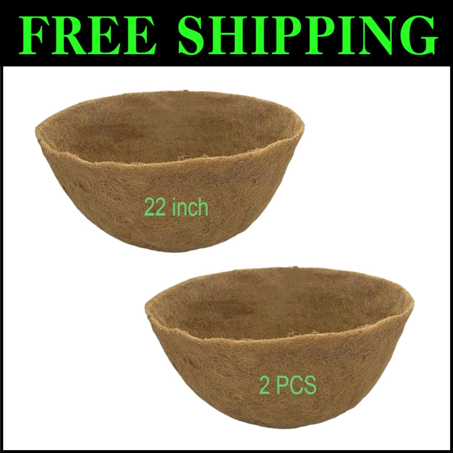 2 PCS 22" Round Coco Liners for Planters - Breathable Coconut Fiber Replacement