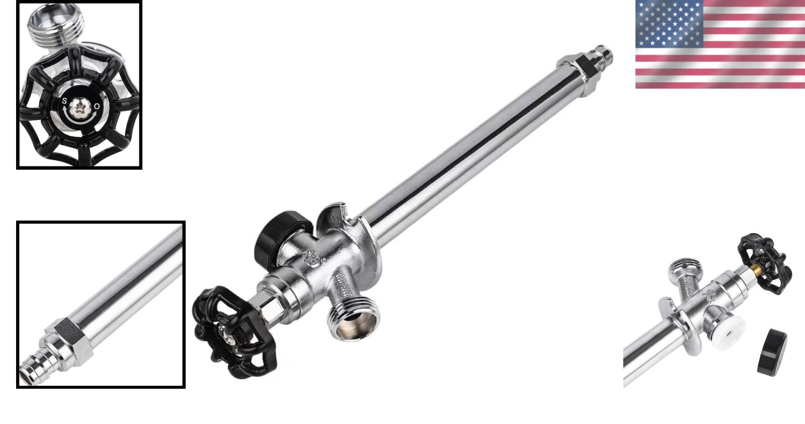 Durable 10" Frost-Free Sillcock with Anti-Siphon Design - Brass Chrome Finish