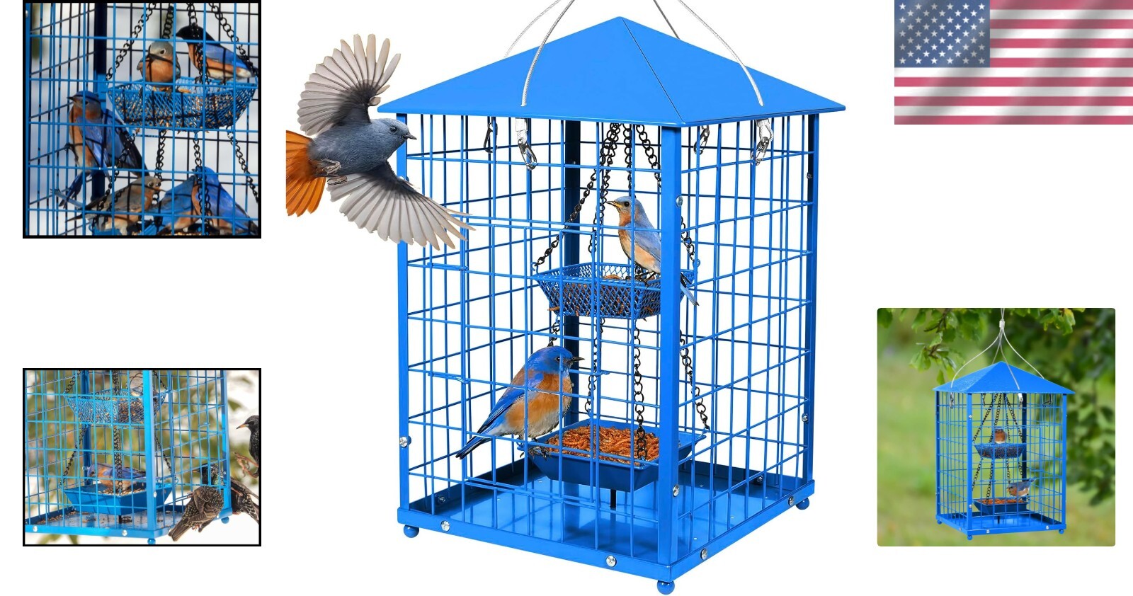 Weather-Proof Caged Bird Feeder for Bluebirds - DIY Compatible & 2lbs Capacity
