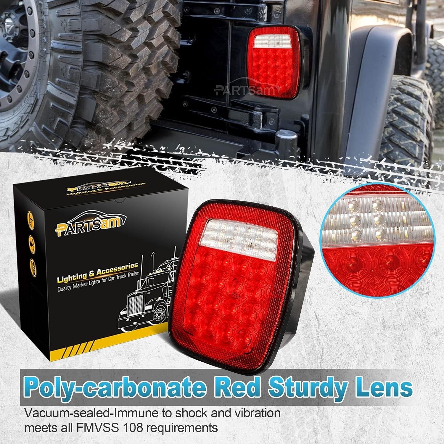 38 LED Universal Tail Light Set for Wrangler & 12V Vehicles - Waterproof Combo