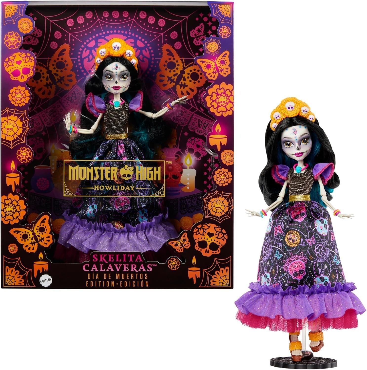 Dia De Muertos Skelita Calaveras Doll - Articulated Fashion Icon for Collectors