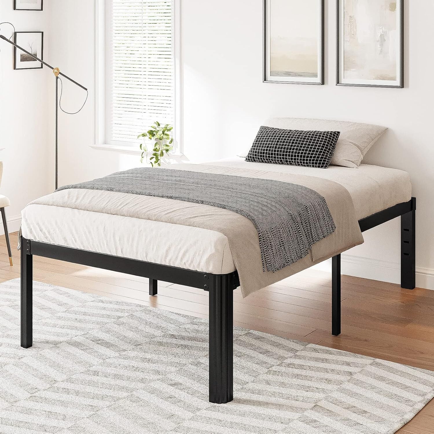 Twin XL Heavy Duty Platform Bed Frame - No Box Spring Required, Rounded Corners