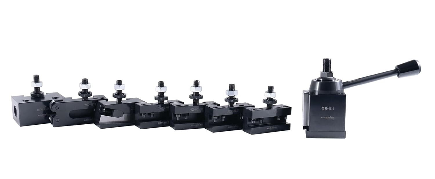 8-Piece Hardened Steel Quick Change Tool Post Set for Versatile Lathe Operations