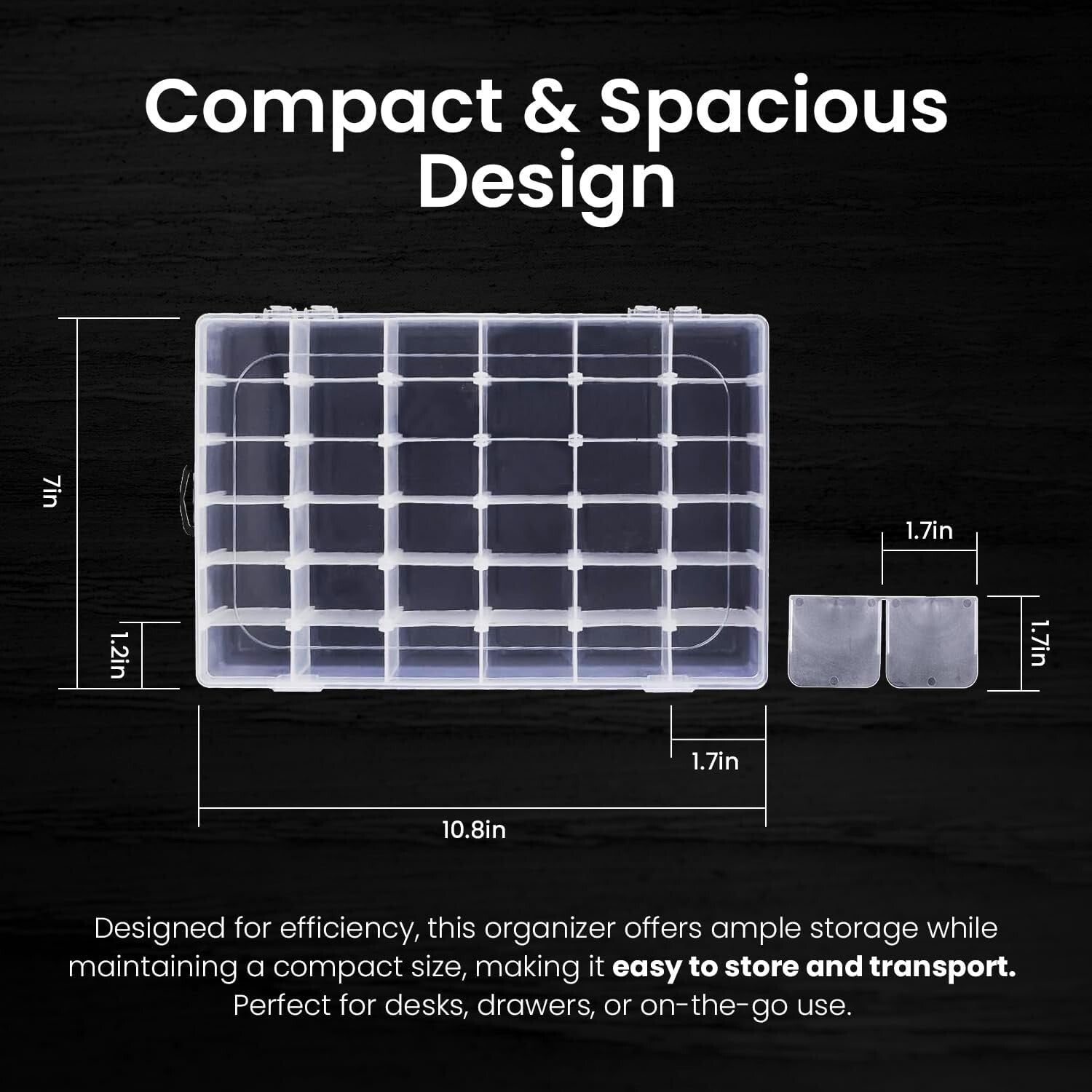 Lightweight and Portable Bead Storage Containers with Customizable Grids - 8pcs