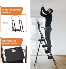 Load image into Gallery viewer, 330 lbs Folding Step Stool with Handrails &amp; Tool Bag for Safety and Convenience