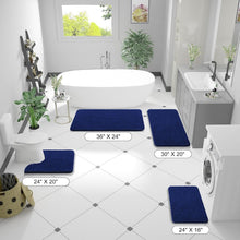 Load image into Gallery viewer, Luxurious 40x32 Navy Chenille Bath Rug - Stain Resistant with Quick Dry Feature