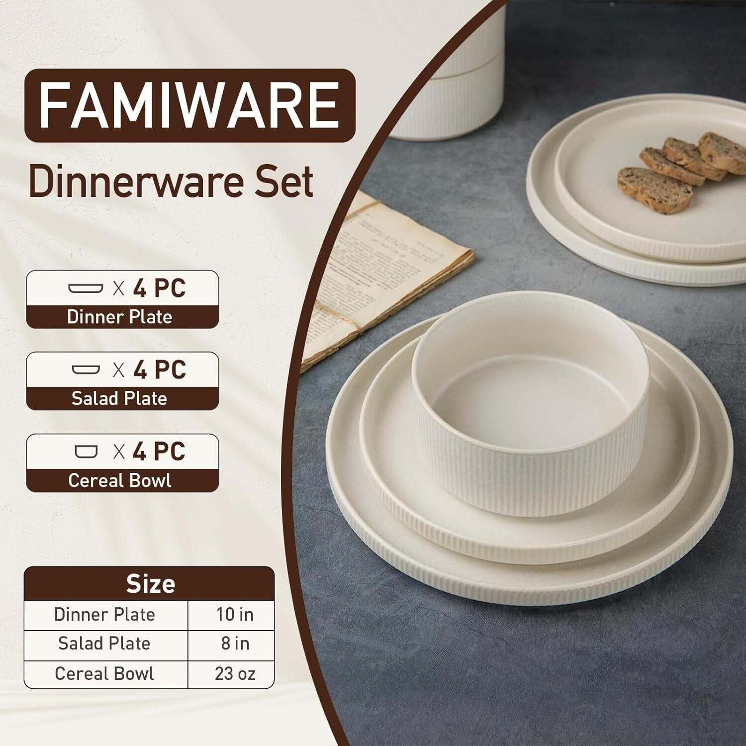 Elegant Stackable Stoneware Dinnerware Set for 4 - Handmade with Unique Glaze