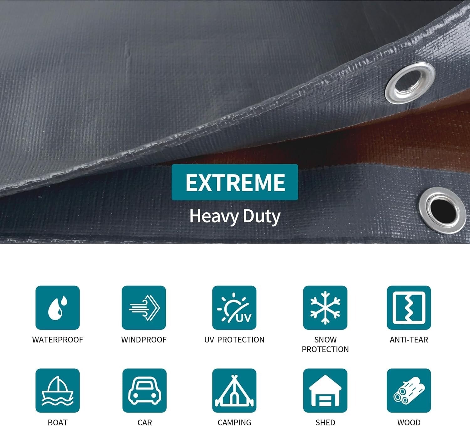 All-Weather 10x10 Feet Heavy Duty Tarp - Waterproof, UV and Tear Resistant