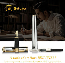Load image into Gallery viewer, Elegant Silver Chrome Fountain Pen with Gilded Nib - Complete Set Included