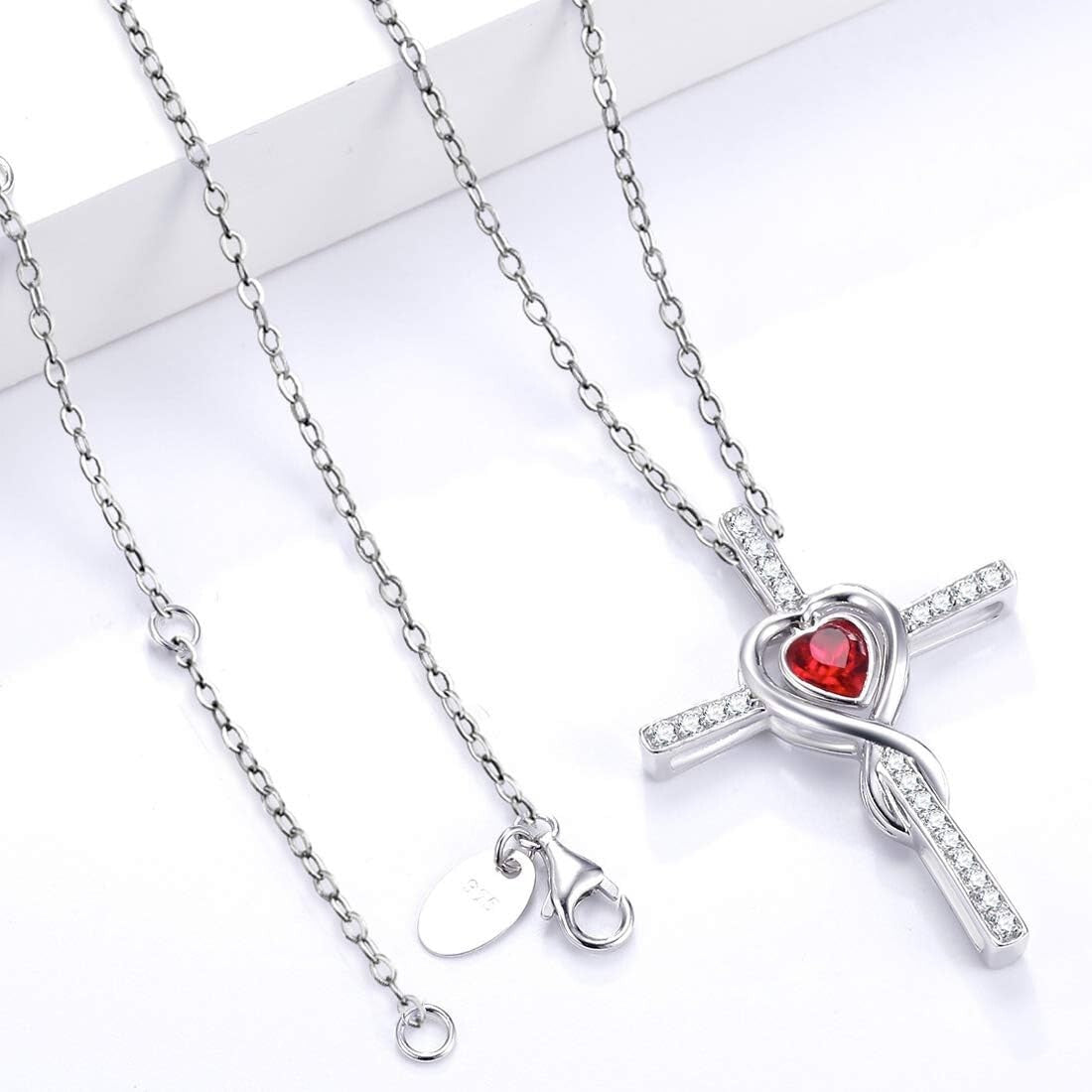 Adjustable February Garnet Infinity Heart Necklace - Perfect Birthday Gift