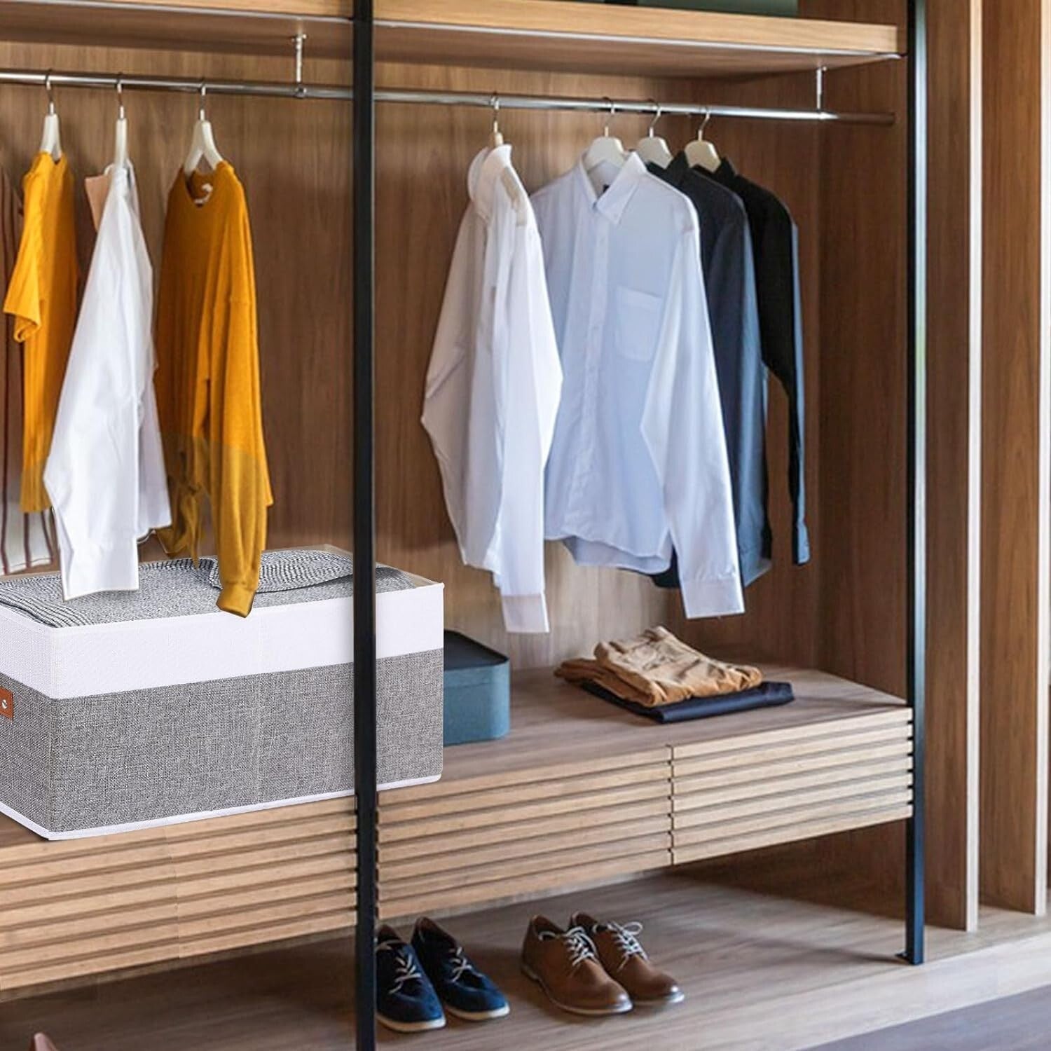 Elegant 4-Pack White and Grey Foldable Bins - Multi-Purpose Storage Solution