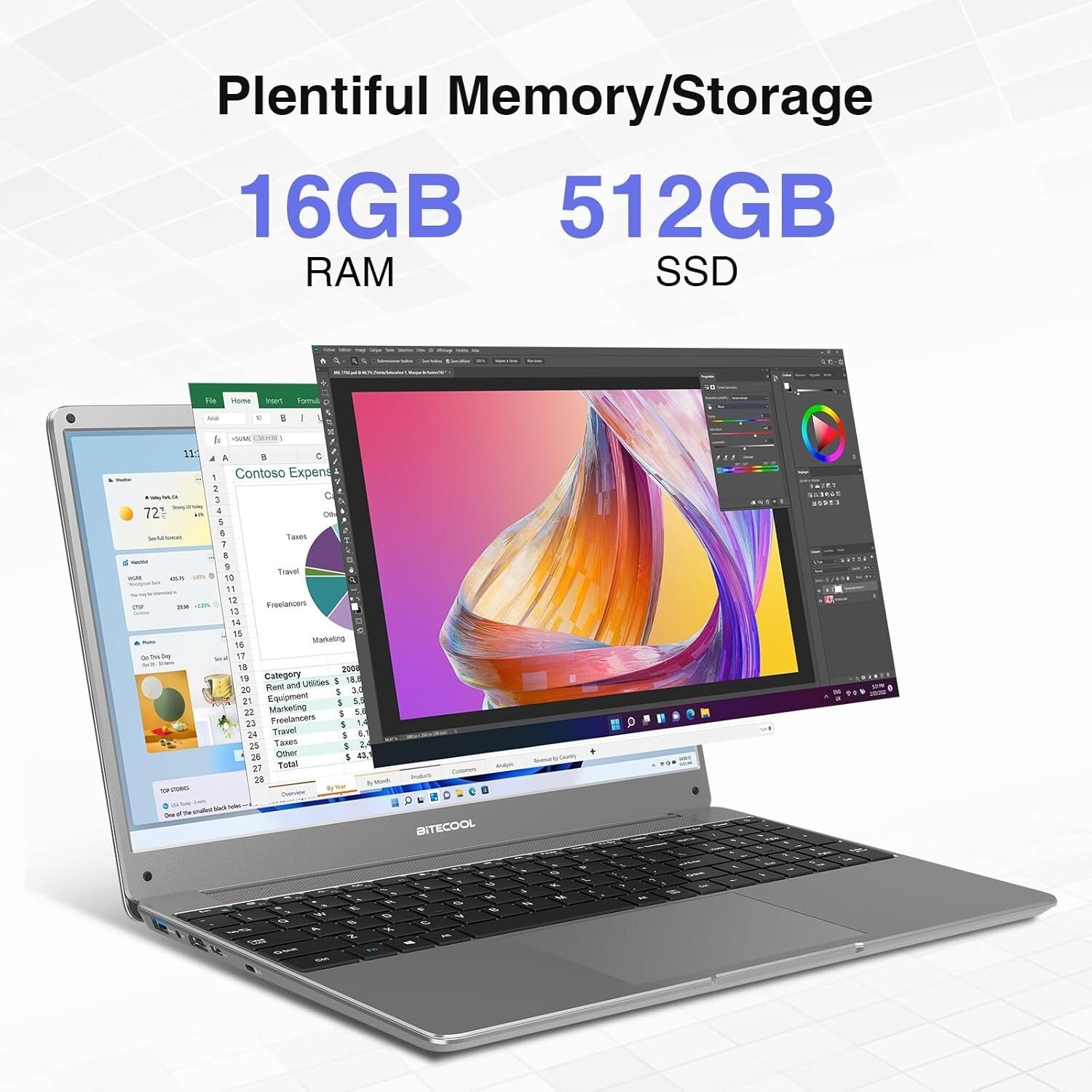 Multi-Function 15.6'' Laptop, 16GB RAM & 512GB SSD - Perfect for Work & Play