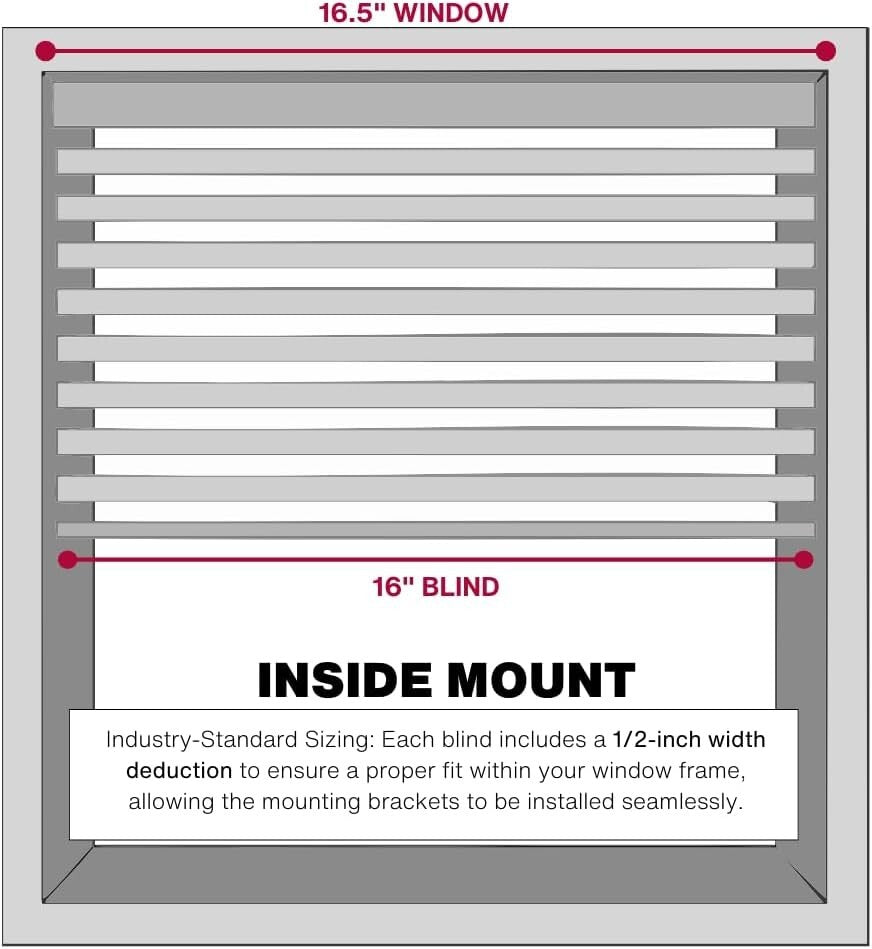 Bright White Cordless Faux Wood Blinds - 2-Inch, 16.5" x 36", Effortless Control