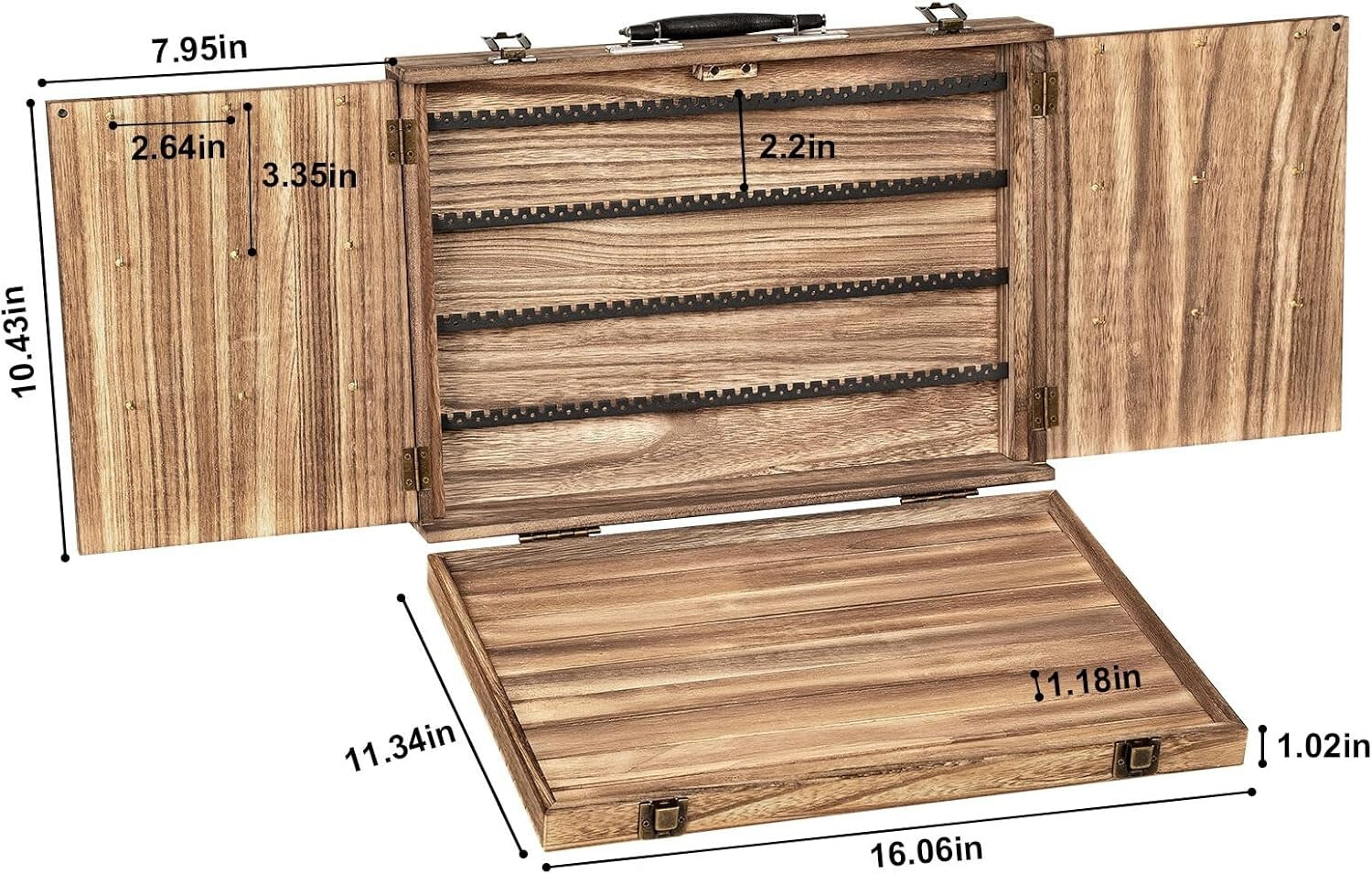 Portable Wood Jewelry Case - Elegant Display for Bracelets, Earrings, Necklaces