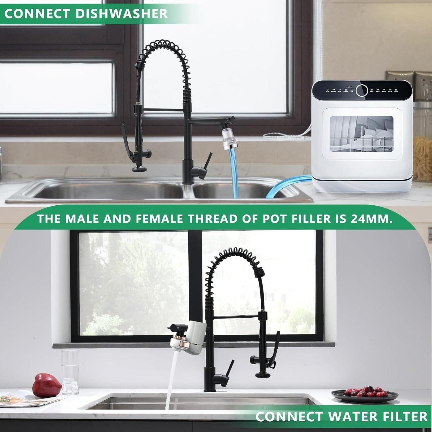 Elegant Matte Black Gooseneck Faucet with Pull Down Sprayer for Modern Kitchens
