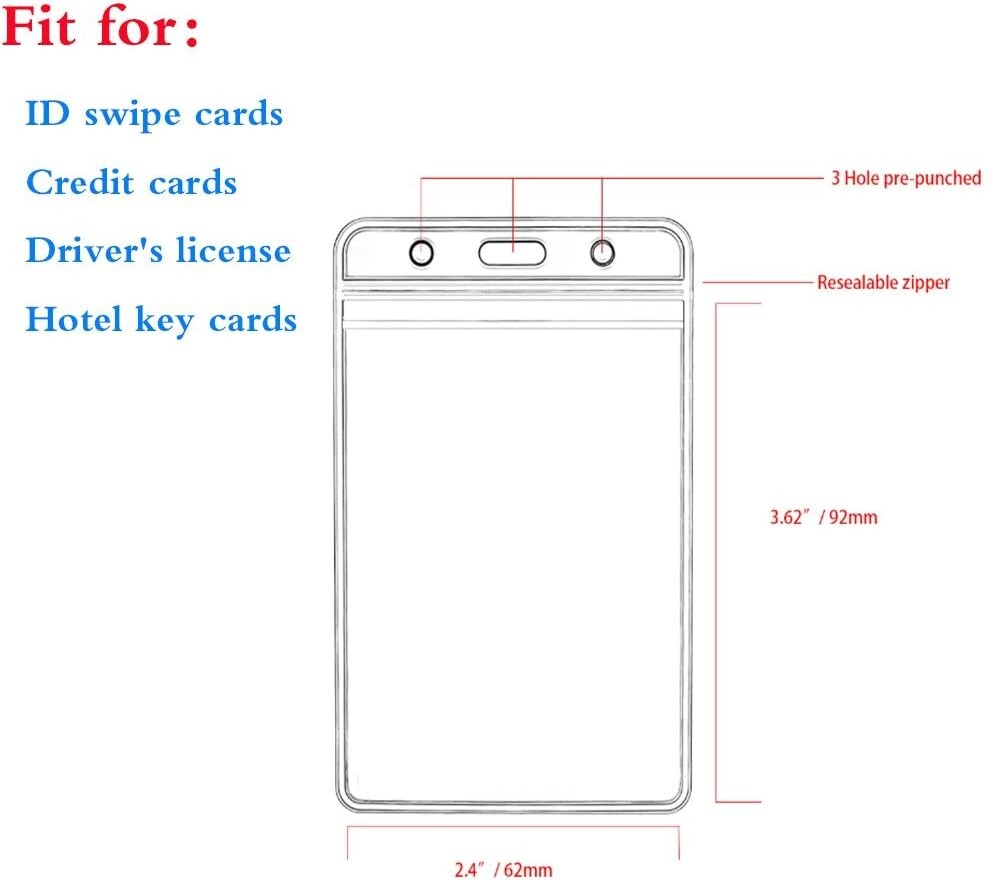 400 Pcs Waterproof Clear Plastic ID Badge Holders - Durable Vinyl Quality