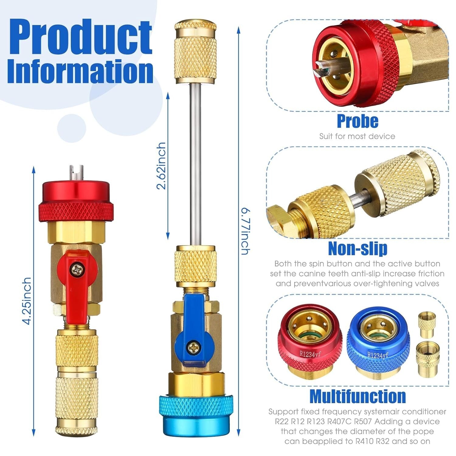 Durable 35-Piece Air Conditioning Valve Core Tool Kit with O-Rings & Removers
