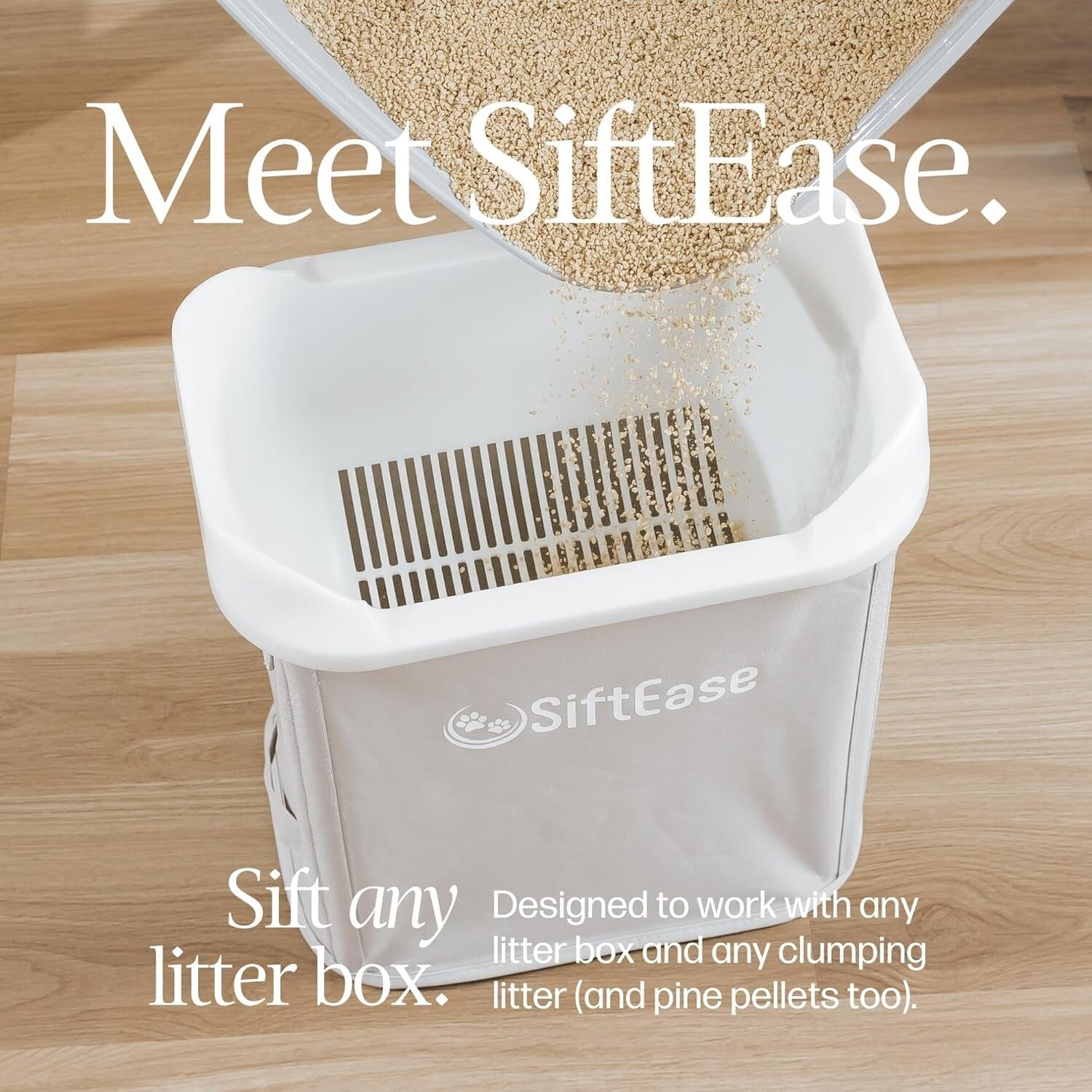 Light Grey Cat Litter Sifter - SiftEase with Deep Basket for Multi-Cat Homes