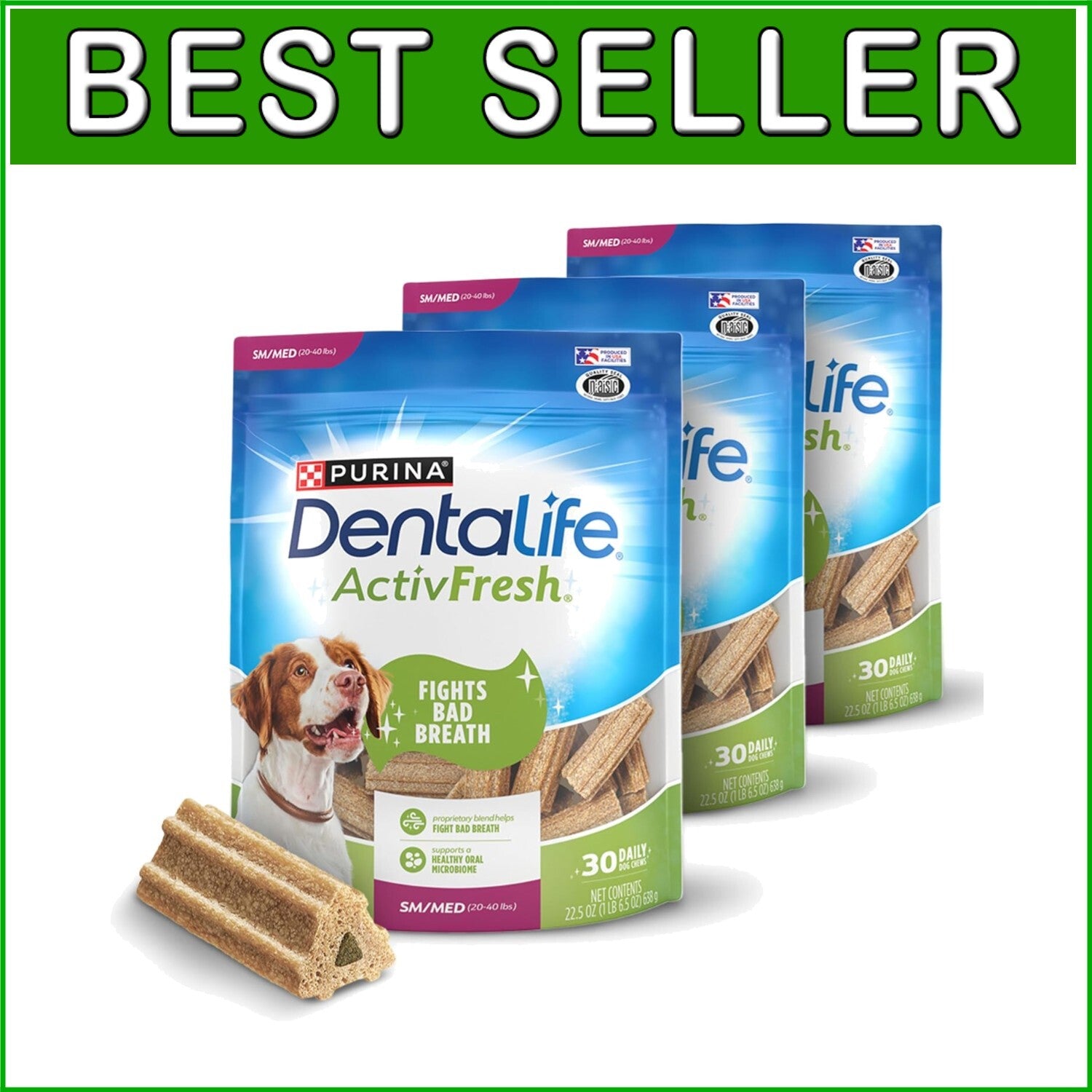 ActivFresh Dental Chews for Small & Medium Dogs - 90-Piece Breath Fresheners